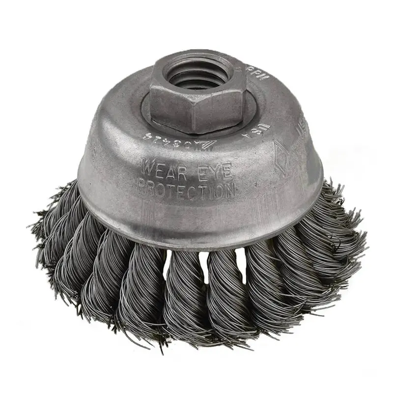 Sait 4" Carbon Steel Nut Outside Knot Cup Brush – 0.020" Wire, 5/8"-11 Arbor 1