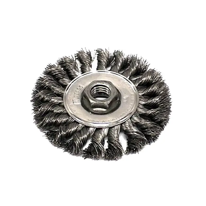 Sait 4" Twisted & Crimped Knot Wire Wheel – 0.014" Wire, 5/8"-11 Arbor 1