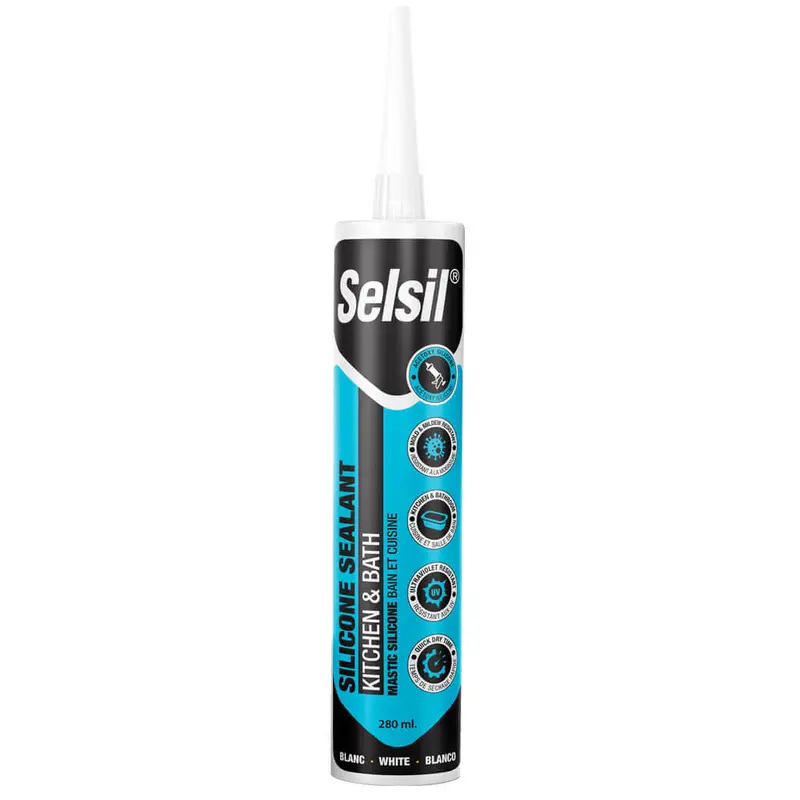 Selsil 280 Ml White 100% Kitchen & Bath Silicone Sealant 1