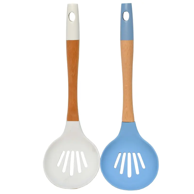 Silicone-Tipped Bamboo Slotted Spoon 1