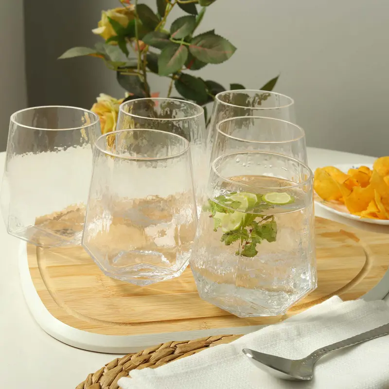 Six-Piece Engraved Diamond-Shape Glass Collection 1