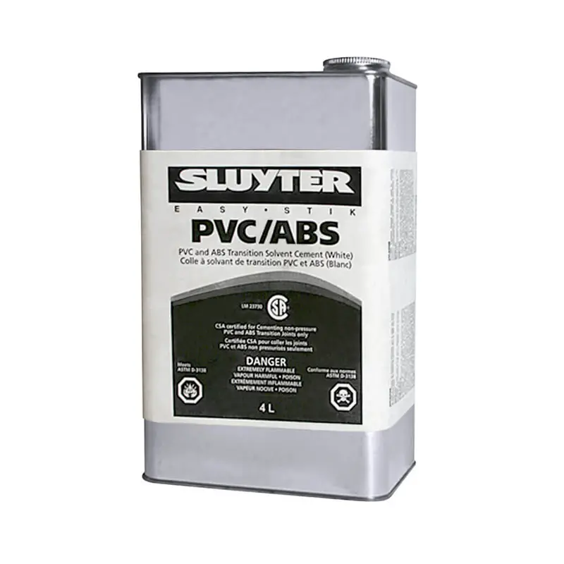Sluyter Pvc/Abs Transition Solvent Cement – 4-Litre Can For White Plastic Pipe Joining 1