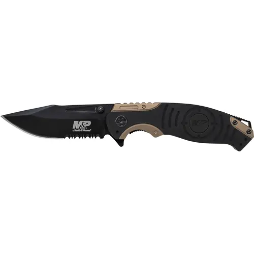 Smith & Wesson M&P Folding Knife – Drop Point Blade, Black And Gold 1
