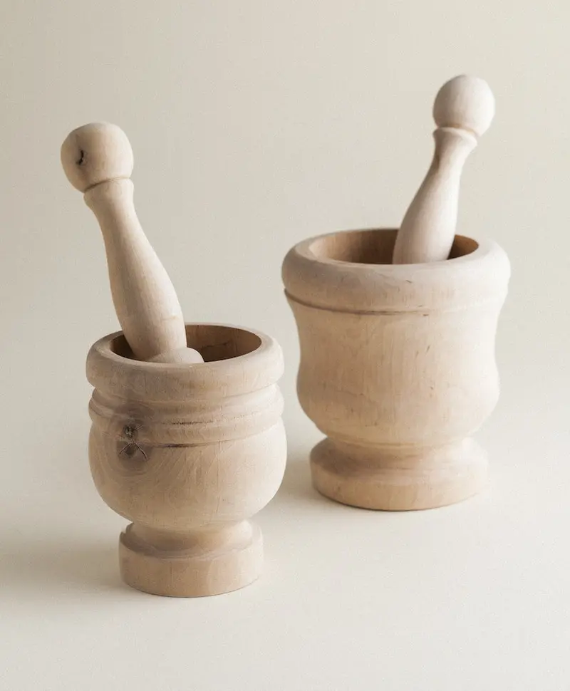 Solid Wood Mortar And Pestle Set 1
