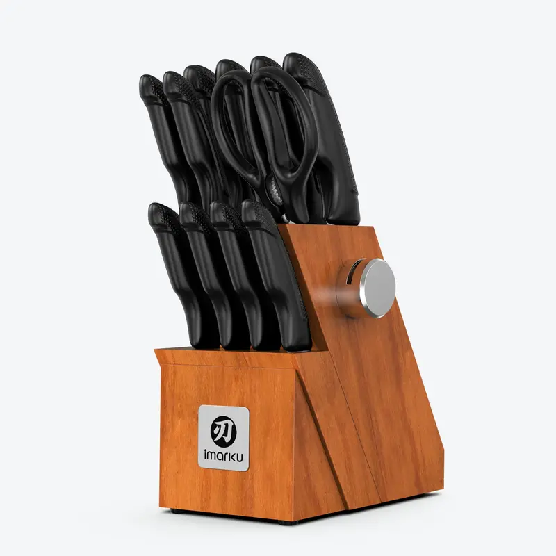 Space-Saving Slim Knife Set With Compact Block & Built-In Sharpener 1
