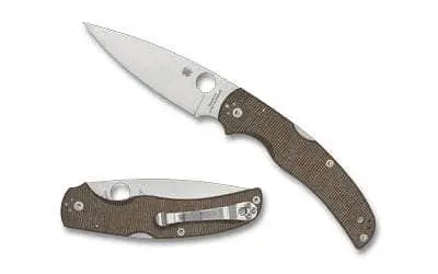 Spyderco Native Chief Folding Knife – 4.08" Brown Canvas Handle, High-Performance Blade Steel 1