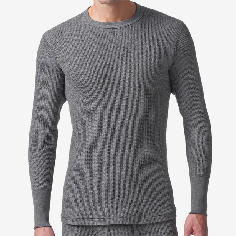 Stanfield'S Charcoal Waffle-Knit Thermal Shirt – Long Sleeve Crew Neck For Cold Weather 1