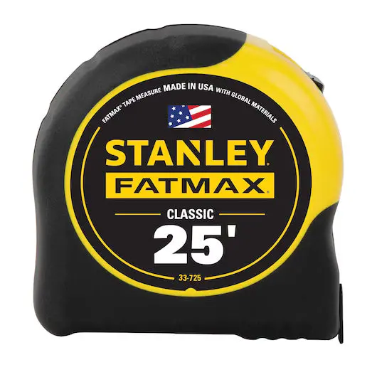 Stanley Fatmax 33-725 25-Foot Tape Measure – 1-1/4" Blade, True Zero Hook, Sturdy Casing 1