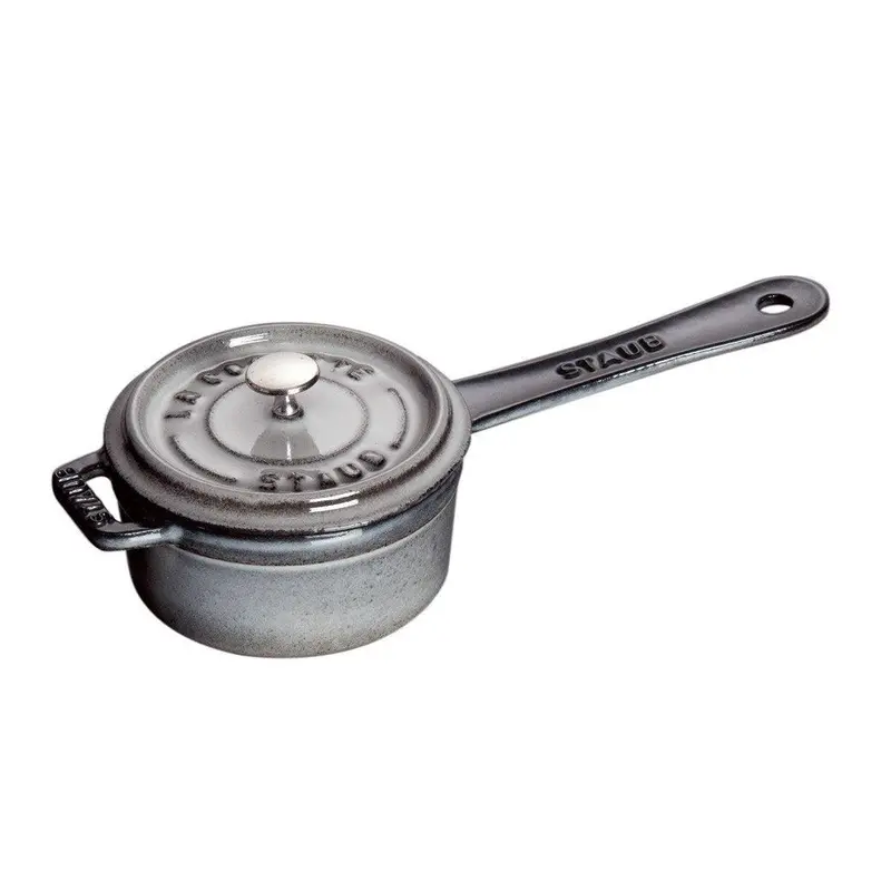 Staub 0.25-Qt Mini Cast Iron Saucepan In Graphite Grey 1