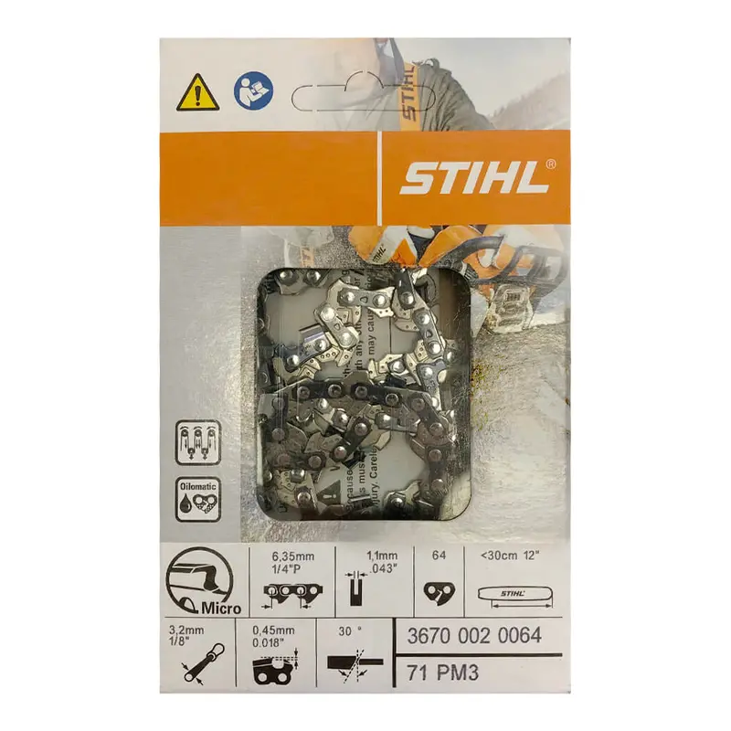 Stihl Micro Oilomatic Chainsaw Chain – 0.25" X 0.043", 64 Drive Links 1