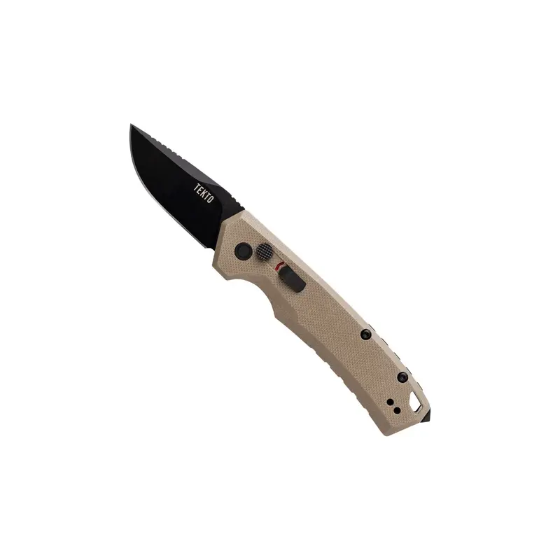 Tekto A3 Delta Mini Auto Knife – Desert G10 Handle & Drop Point Blade 1