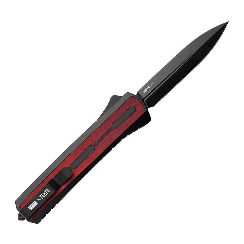 Tekto A7 Red Wood Series Folding Knife – Zastava-Inspired Design 1