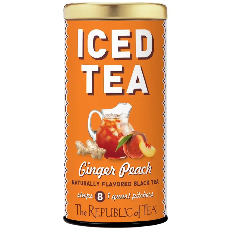 The Republic Of Tea Ginger Peach Black Iced Tea – 8 Large Quart-Sized Pouches 1