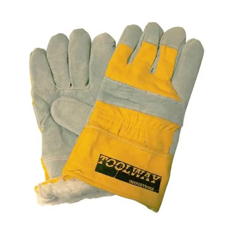 Toolway 105541 Cow Split Leather Work Gloves With Acrylic Pile Lining 1