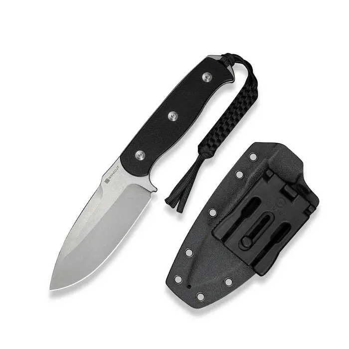 Toxodon Fixed Blade – 4.57" Satin 9Cr18Mov Drop Point, Black G10 Handle & Kydex Sheath 1