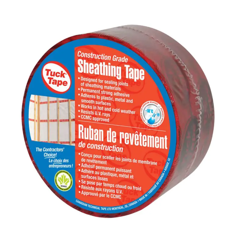 Tuck Red Sheathing Tape – 2.5 In × 55 M For Weather-Resistant Sealing 1