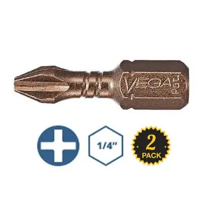Vega P125P3A-C2 Phillips #3 × 1-Inch Impact Bit (2-Pack) – Gunmetal Bronze Impactech Design 1