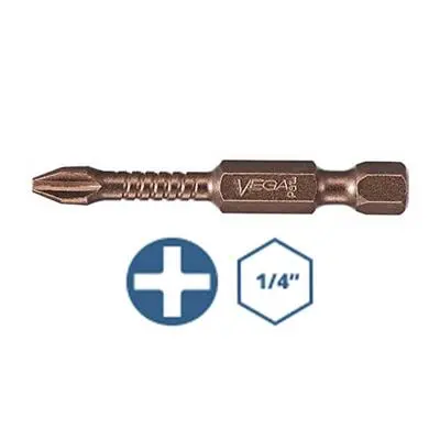 Vega P150P1A-C1 Phillips #1 × 2-Inch Power Bit – Gunmetal Bronze Impactech Drive 1