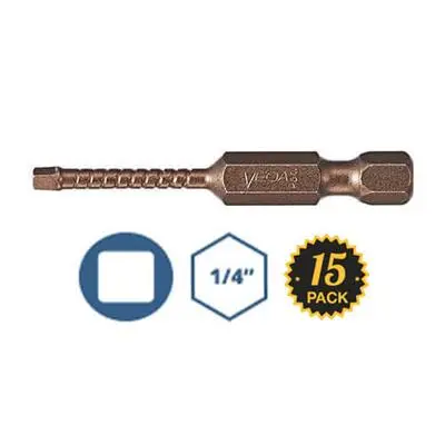 Vega Square Drive #2 × 2-Inch Robertson Impact Bit – 15-Piece Pack 1