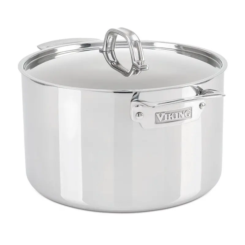 Viking 3-Ply 8-Quart Stock Pot – Polished Stainless Steel With Secure Lid 1