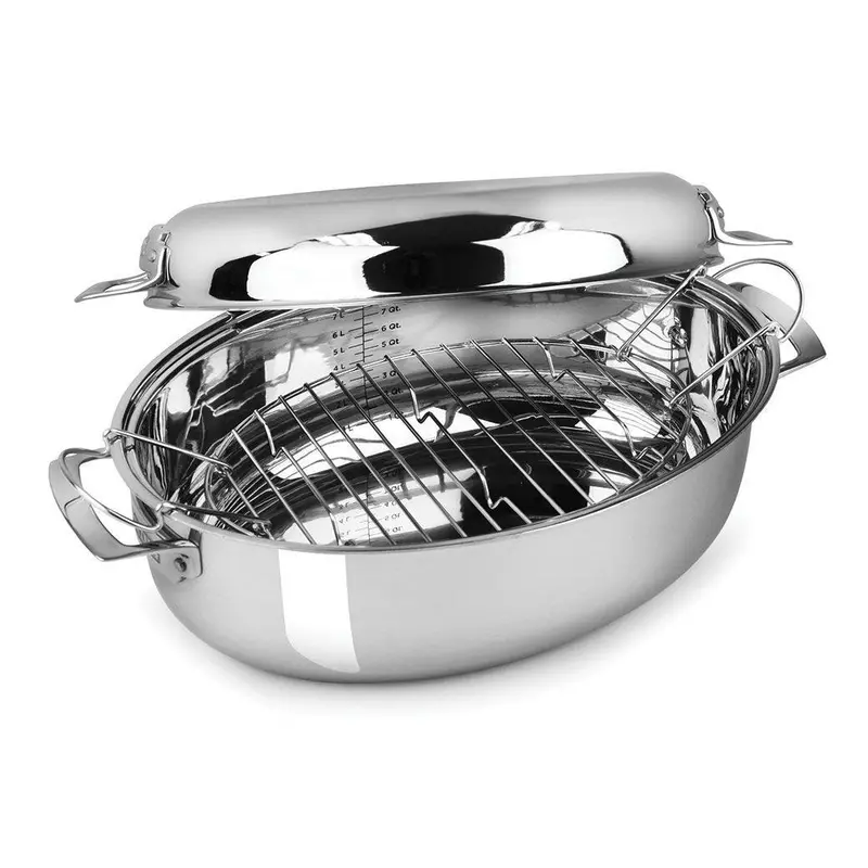 Viking Oval Roasting Pan – 9-Quart Induction-Compatible With Rack And Lid 1