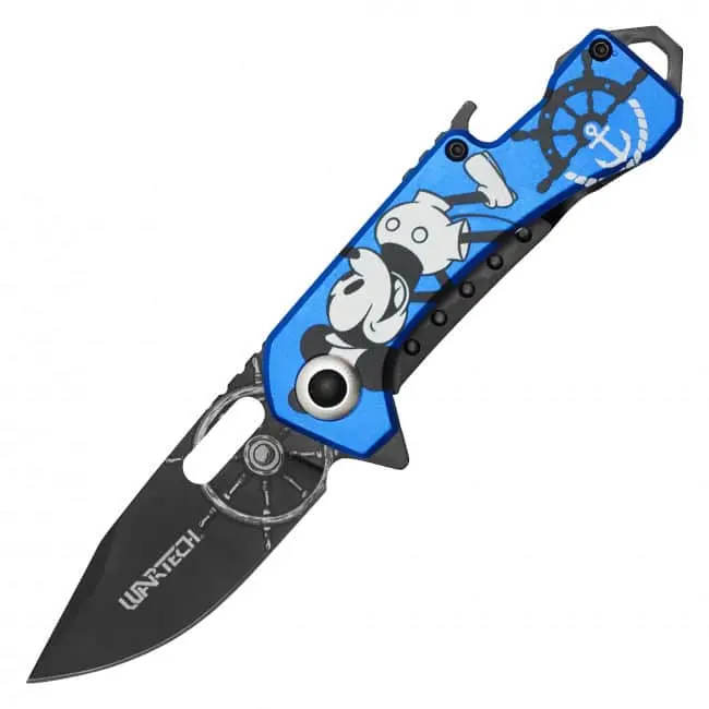 Wartech Steamboat Willie Mickey-Themed Spring-Assisted Pocket Knife (6.75") 1