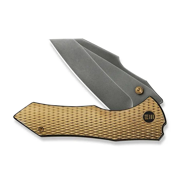 Weknife High-Fin Xl Thumb Stud Knife – Golden Titanium Handle With Cpm 20Cv Blade 1