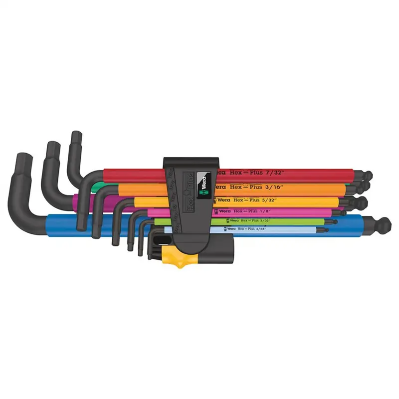 Wera 950/9 Spkl Hex-Plus Blacklaser L-Key Set – 9-Piece Imperial With Color-Coded Handles 1