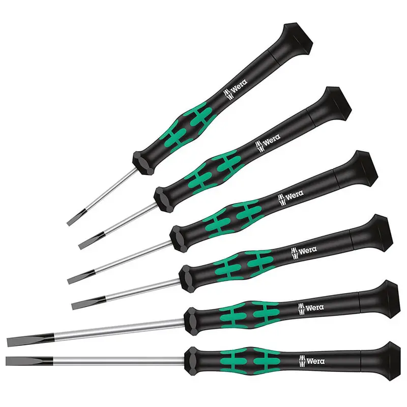 Wera Kraftform Micro Electronic Screwdriver Set – 6-Piece, Precision Slot & Phillips Tips 1