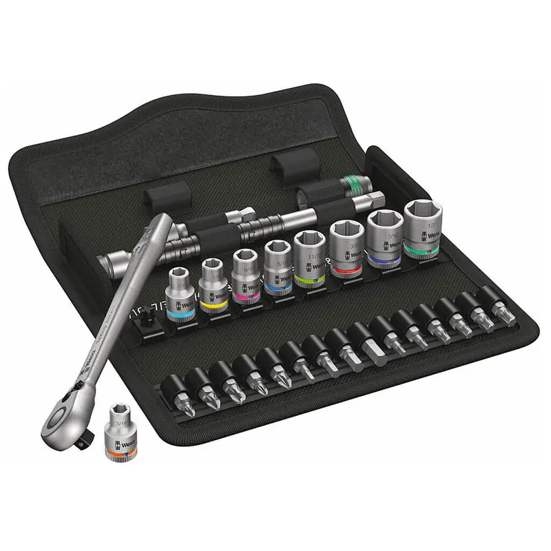 Wera Zyklop 1/4" Drive Imperial Metal Ratchet Set – 28-Piece Switch-Lever Design 1
