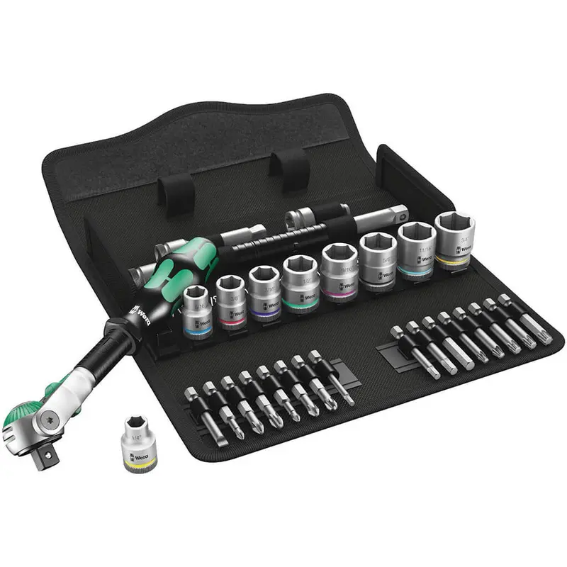 Wera Zyklop 3/8" Drive Imperial Speed Ratchet Set – 29-Piece Heavy-Duty Kit 1