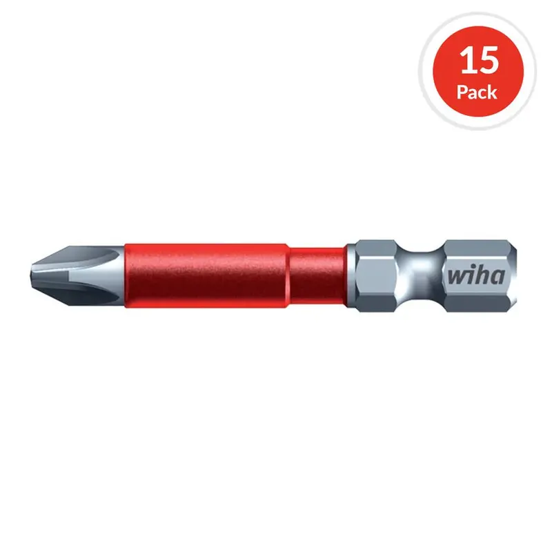 Wiha 76642 #2 Phillips Impact Power Bits – 49 Mm, 15-Piece Terminator Set 1
