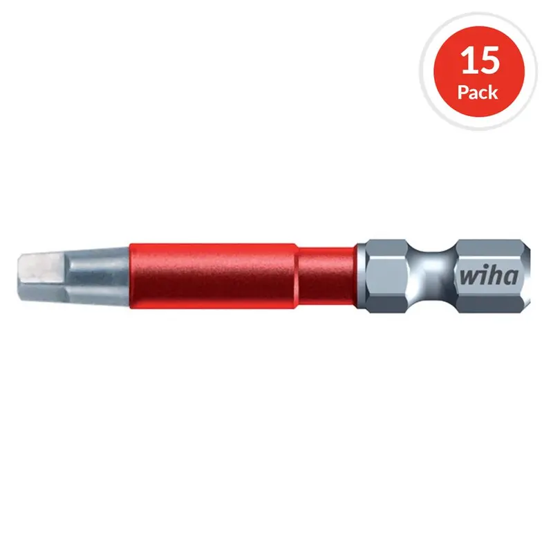 Wiha 76645 #2 Square Drive Impact Power Bits – 49 Mm Length, 15-Pack 1