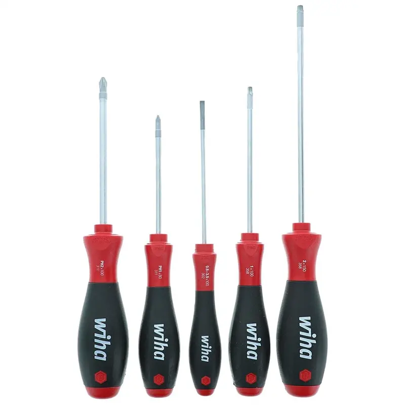 Wiha Softfinish Multi-Bit Screwdriver Set – Slotted, Phillips & Square (5-Piece) 1