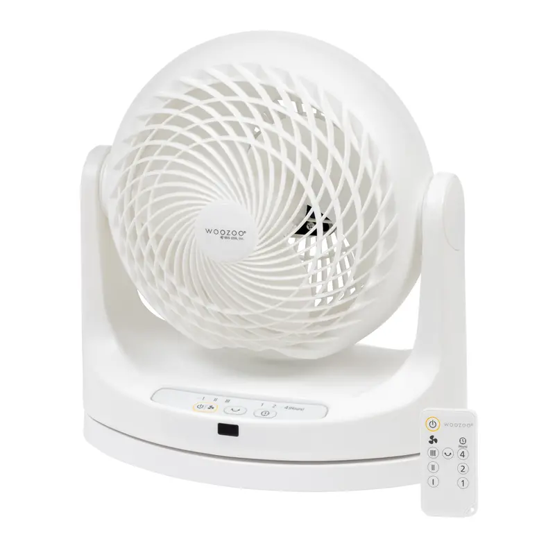 Woozoo® White Air Circulator Fan – Oscillating, Quiet, Remote-Controlled 1