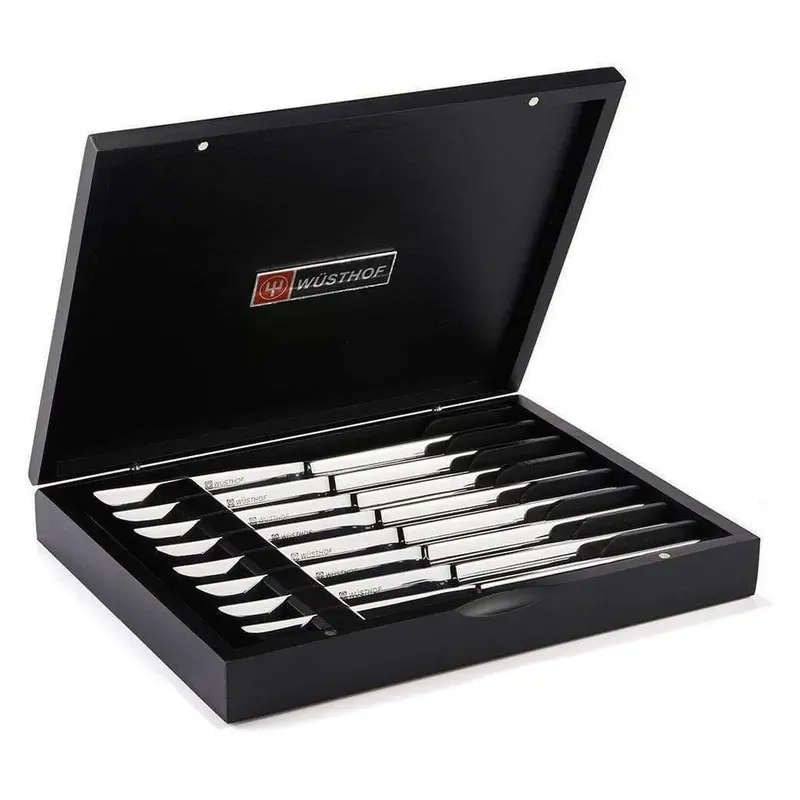 Wusthof 8-Piece Stainless Steak Knife Set In Premium Wooden Chest 1