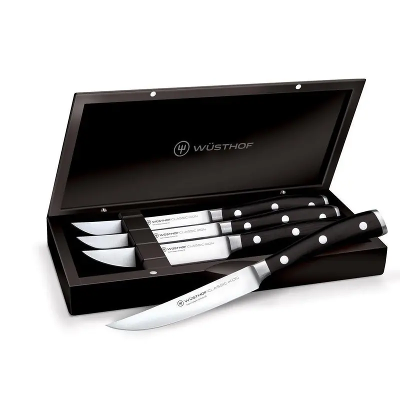 Wüsthof Classic Ikon 4-Piece Steak Knife Set – Black Chest Presentation 1