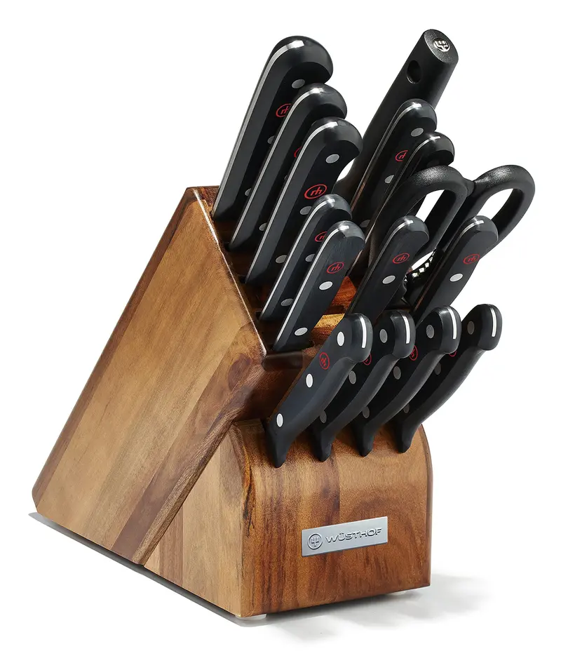 Wüsthof Gourmet 16-Piece Knife Block Set – Acacia Wood Storage 1