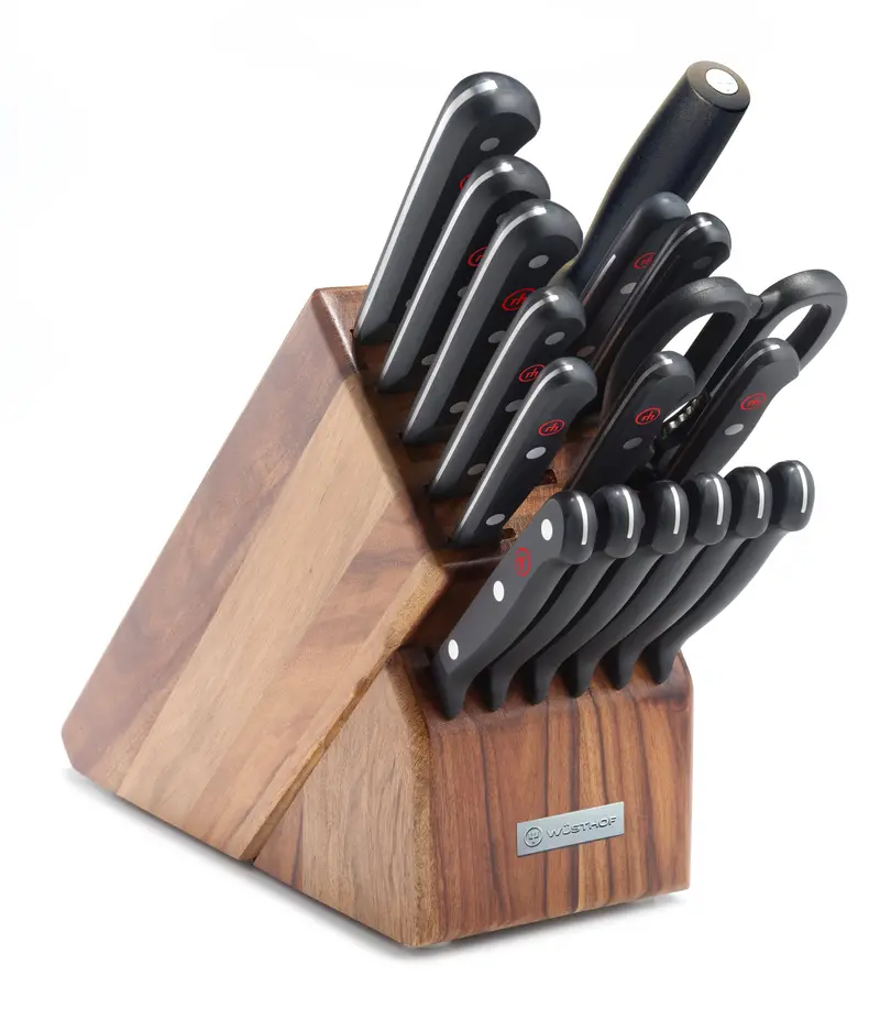 Wüsthof Gourmet 18-Piece Promotional Knife Block Set – Acacia Stand Included 1
