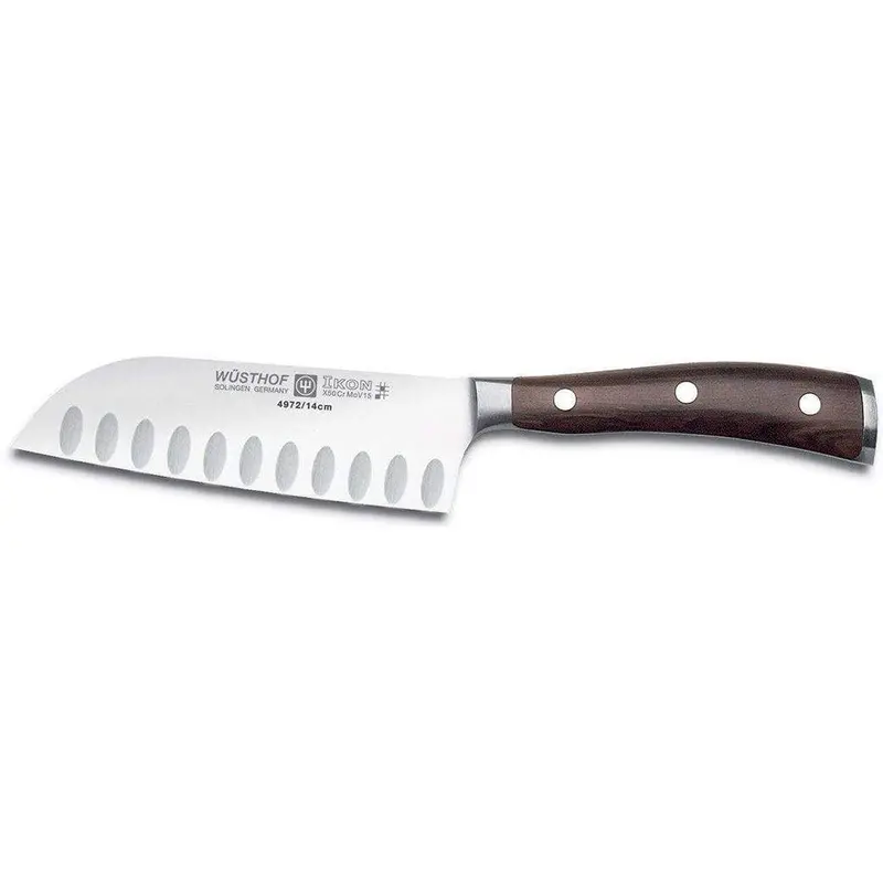 Wusthof Ikon Blackwood Santoku Knife – Hollow-Edge 7-Inch 1